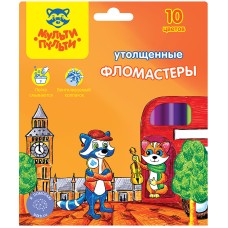 Фломастеры Мульти-Пульти "Енот в Англии", 10цв., утолщенные, смываемые, картон, европодвес Мульти-Пульти 240109