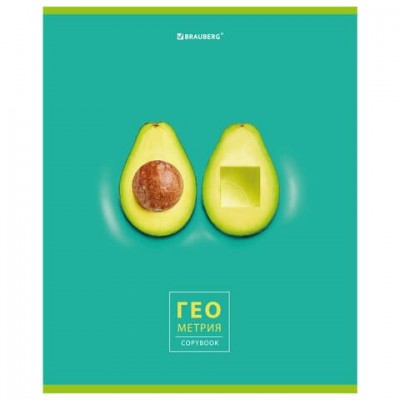 Тетрадь предметная "AVOCADO" 48 л., глянцевый лак, ГЕОМЕТРИЯ, клетка, BRAUBERG, 404278