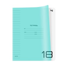 Тетрадь 18л., линия BG "UniTone. Neon", пластиковая обложка, неон голубой 379150