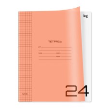 Тетрадь 24л., клетка BG "UniTone. Neon", пластиковая обложка, неон оранжевый 383159