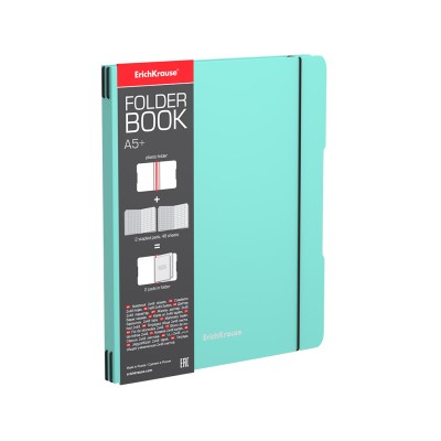 Тетрадь общая ученическая в съемной пластиковой обложке ErichKrause® FolderBook Pastel Mint, А5+, 2x48 листов, клетка 53705
