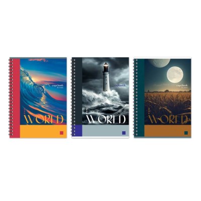 Тетрадь 96л., А4, клетка, на гребне BG "Мой мир", глянцевая ламинация 350638 Тетрадь 96л., А4, клетка, на гребне BG "Мой мир", глянцевая ламинация 350638