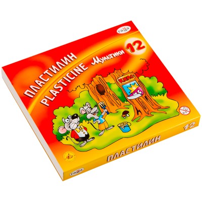 Пластилин Гамма "Мультики", 12 цветов, 240г, со стеком, картон Гамма 001887