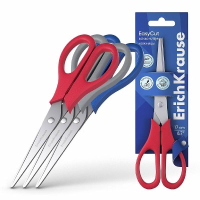Ножницы ErichKrause EasyCut, 17 см, ассорти  60837