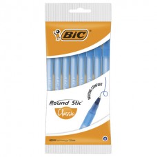 Ручки шариковые BIC "Round Stic", НАБОР 8 шт., СИНИЕ, узел 1 мм, линия письма 0,32 мм, пакет, 928497