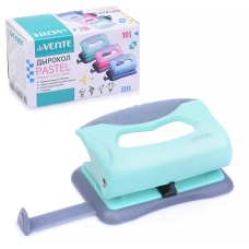 Дырокол "Pastel" (10 листов) пластиковый с каучуковой вставкой, с линейкой, в картонной коробке, 3 пастельных цвета ассорти 4020900
