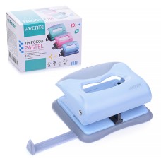 Дырокол "Pastel" (20 листов) пластиковый с каучуковой вставкой, с линейкой, в картонной коробке, 3 пастельных цвета ассорти 4020901