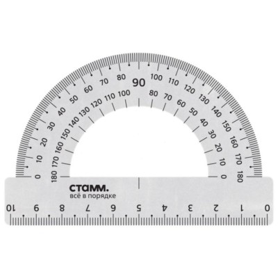 Транспортир 10см, 180° СТАММ, металлический 368961