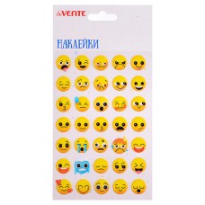 Наклейки мягкие "Emoji" размер карточки 10x15 см, puff, объемные, многоразовые, в пластиковом пакете с блистерным подвесом 8002490