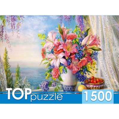 TOPpuzzle. ПАЗЛЫ 1500 элементов. РУКТП1500-1586 Русская коллекция. О.Дандорф. Букет с гладиолусами