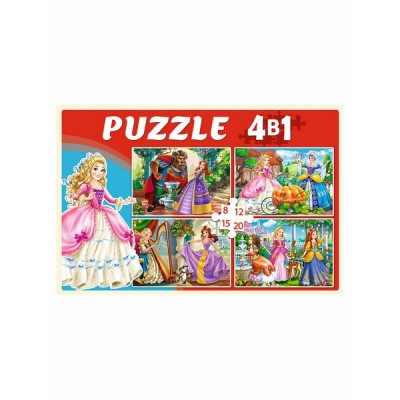 ПАЗЛЫ 4 в 1. МИР ПРИНЦЕСС №9 (8, 12, 15, 20 эл.) (Арт. П-6036)
