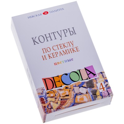 Набор контуров DECOLA по стеклу и керамике, 4 цв (желтый, красный, синий, зеленый), 18 мл.Питер Арт Сервис C28159