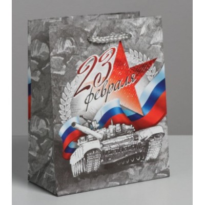 Пакет ламинированный вертикальный «С Праздником 23 февраля!», S 12 × 15 × 5,5 см 2557291