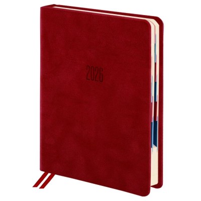Ежедневник датированный 2026 B6 125х173 мм, GALANT "Vivid", под кожу, красный, 117413