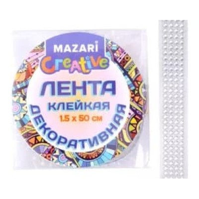 Лента клейкая декоративная со стразами, размер 50 см х 1.5 см, микс цветов, ПВХ-упаковка M-1340