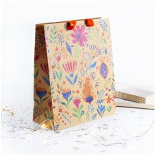 Пакет подарочный 26*32*12см MESHU "Bright flowers", крафт 302927