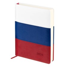 Ежедневник датированный 2026г., А5, 176л., твердый переплет, кожзам, BG "Флаг", триколор 380051