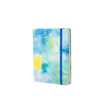 Записная книжка, А7, Alingar, 7БЦ, ПВХ (печать на мокром шелке), на резинке, клетка, 96 л., "Трендовые надписи", синий 90140