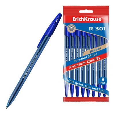 Ручка шариковая ErichKrause® R-301 Original Stick 0.7, цвет чернил синий (в пакете по 8 шт.) 56616