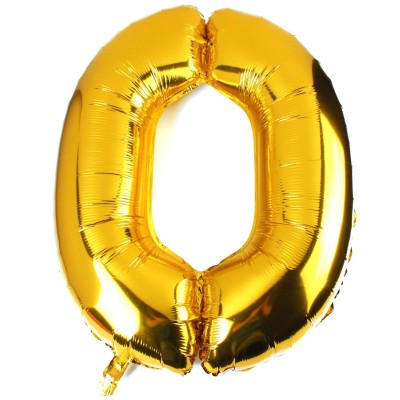 Шары фольга Цифры золото/серебро "0" 100 см.
