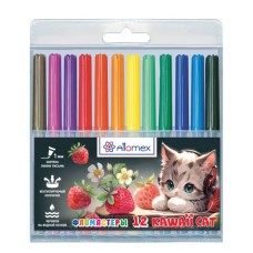 Фломастеры 12цв "Kawaii Cat" смываемые вент колп   ATTOMEX 5081536 232463