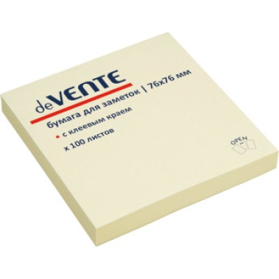 Блок самоклеящийся (стикеры) 76*76 100л желтый пастель DEVENTE 2010325 581638