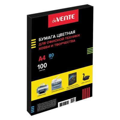Бумага цветная А4 80г/м2 интенсив черный 100л DEVENTE 2072101 461100