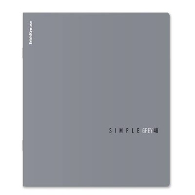 Тетрадь общая ученическая ErichKrause Simple Color, серый, 48 листов, клетка, ламинация soft-touch+выборочный УФ-лак 1шт 63321