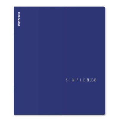 Тетрадь общая ученическая ErichKrause Simple Color, синий, 48 листов, клетка, ламинация soft-touch+выборочный УФ-лак 1шт 65237