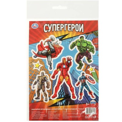 Наклейки бумажные а5 супер герои Умка NB-98706-SG