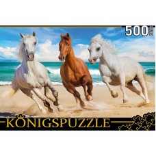 Konigspuzzle. ПАЗЛЫ 500 элементов. ШТK500-3701 ТРИ ЛОШАДИ У МОРЯ