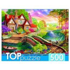 TOPpuzzle. ПАЗЛЫ 500 элементов. Ф500-7013 ВОЛШЕБНЫЙ ДОМИК У МОСТА