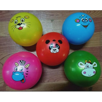 Мяч полимерный "Мордочки", 15 см., 5 цвет микс (Арт. 4318)