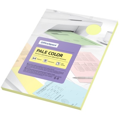 Бумага цветная OfficeSpace "Pale Color", A4, 80 г/м², 100л., (желтый) 315729