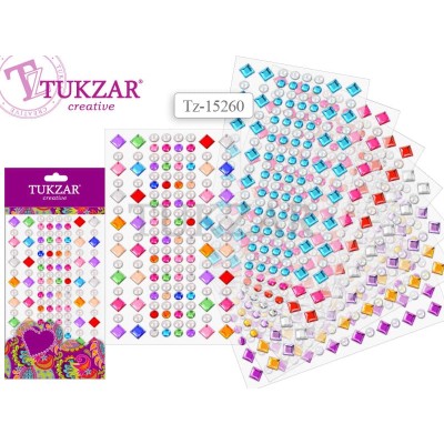 Наклейки-стразы акриловые СТРАЗЫ+ЖЕМЧУГ, ромбики TZ15260