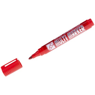 Маркер перманентный Crown "Multi Marker" красный, пулевидный, 3мм Crown 002674