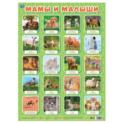 Мамы и малыши Плакат А2 Умка 978-5-506-05562-4