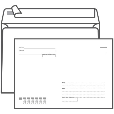 Конверт C5, 1шт Ряжская печатная фабрика, 162*229мм, с подсказом, б/окна, отр. лента 073604