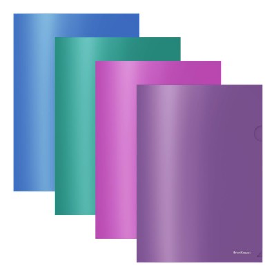 Папка-уголок пластиковая ErichKrause® Glossy Vivid, A4, полупрозрачная, ассорти  50160
