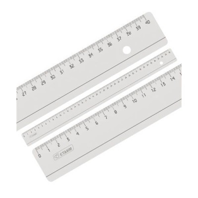 Линейка бесцветная, прозрачная, 40 см СТАММ C02587