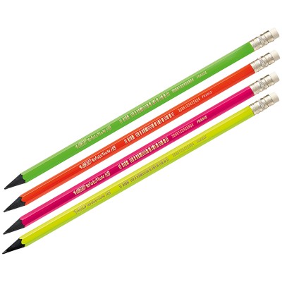 Карандаш ч/г Bic "Evolution Fluo" HB, с ластиком, заточен., пластиковый Bic 247285