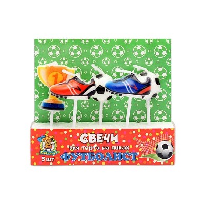 Свечи для торта на пиках "Футболист" 5 шт. С-0451
