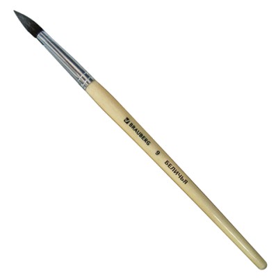 Кисть BRAUBERG беличья, круглая, №9, 200186