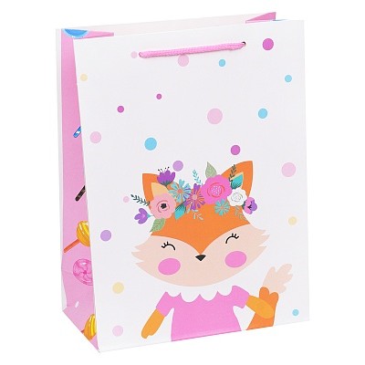 Dream cards Пакет подарочный с мат. лам. Лисичка, белый 26х32х12 см, 210 г ППК-1910 462-0-129-71910-0