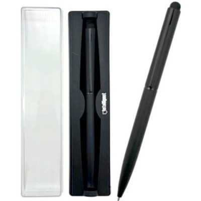 Ручка в футляре DH-85 INTELLIGENT (син) 1,0мм, Черная, матовый круглый корпус, поворотный механизм, в пластиковом футляре 331907