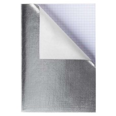 Тетрадь бумвинил, А4, 48 л., скоба, офсет, клетка, СЕРЕБРО Metallic, HATBER, 48Т4бвВ3