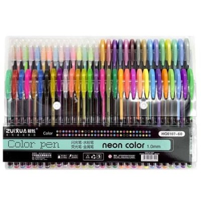 Ручки гелевые набор-60 цв. CL-67 "Neon Color" ассорти 1мм, 6107-60 двухрядные 321236