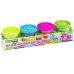 Пластилин-тесто для лепки BRAUBERG KIDS, 4 цвета, 560 г, яркие неоновые цвета, крышки-штампики, 106716