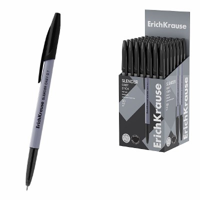 Ручка шариковая ErichKrause Slender Stick Grey 0.7, Super Glide Technology, цвет чернил чёрный  63086