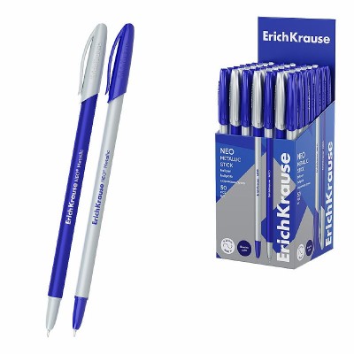 Ручка шариковая ErichKrause Neo® Stick Metallic 0.7, 2 км, Super Glide Technology, цвет чернил синий  61009